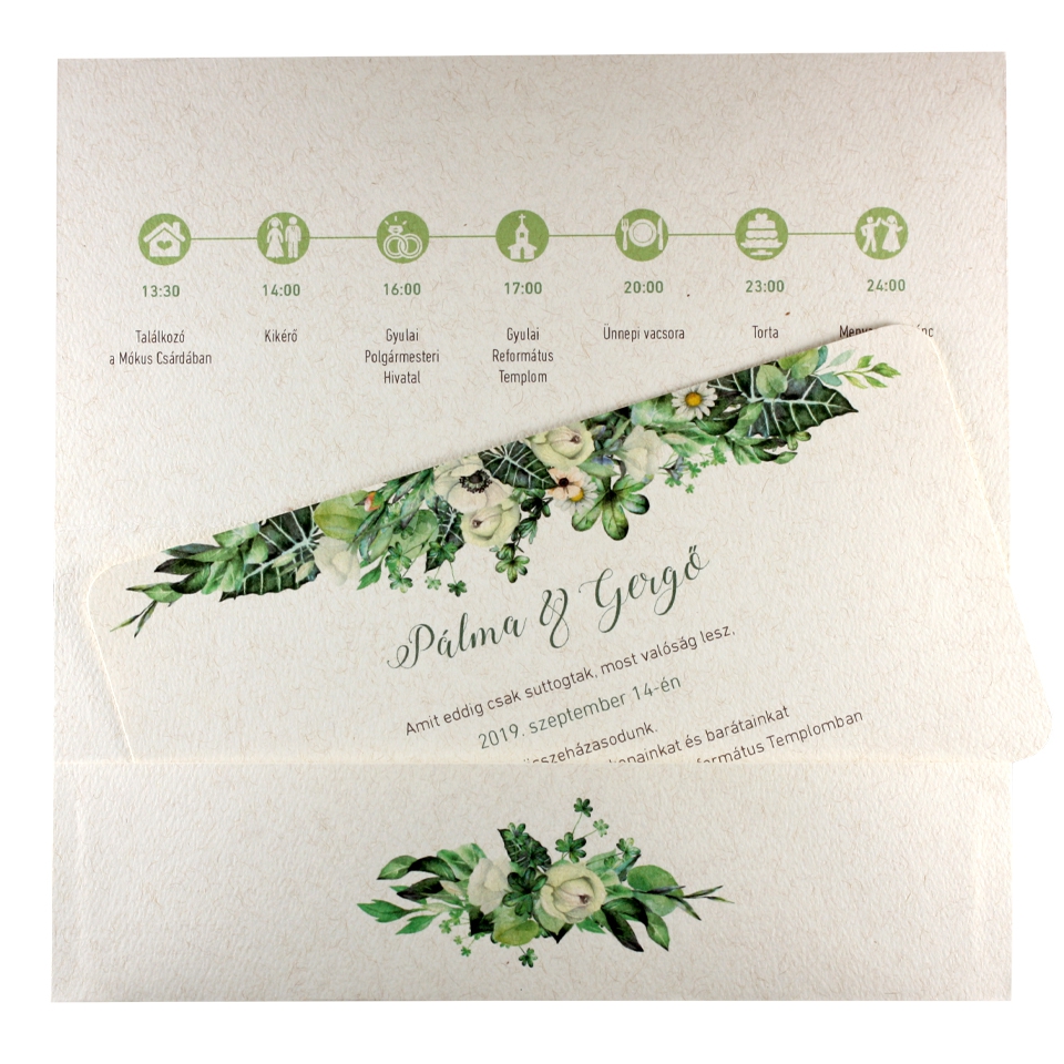Greenery Natural Bouquet Pocket esküvői meghívó