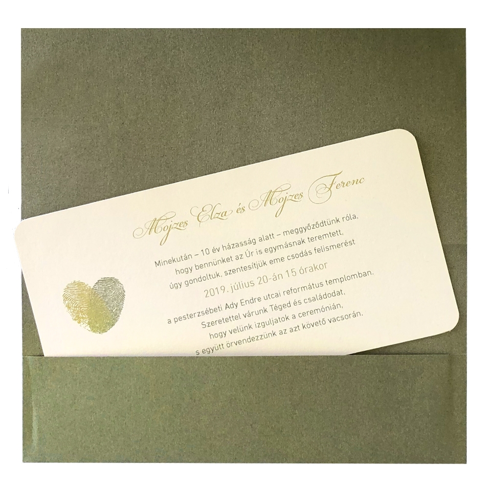 Fingerprint Moss-Green Gold Pocket LA4 esküvői meghívó